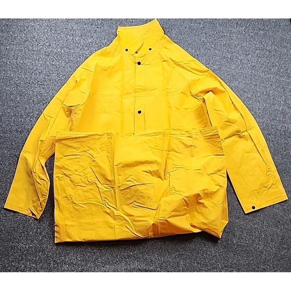 Neese Rainwear Long Rain Coat Yellow Security Jacket Medium Detachable Hood